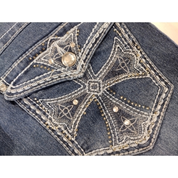 Mudd blingy contrast stitching button flap jeans - Picture 13 of 16